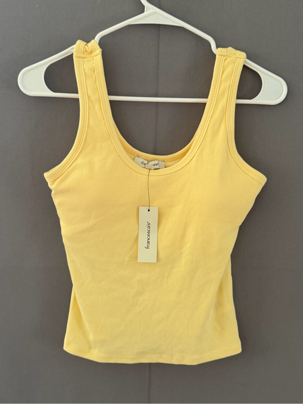 Francesca’s Rib Knit Tank Top butter Yellow Small